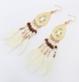 Pendientes Esmaltados Plumas Largas - Blanco